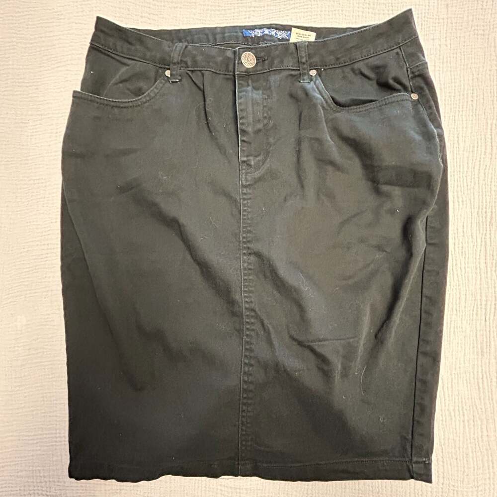 Lexi Jeans Black Denim Pencil Skirt Size 14